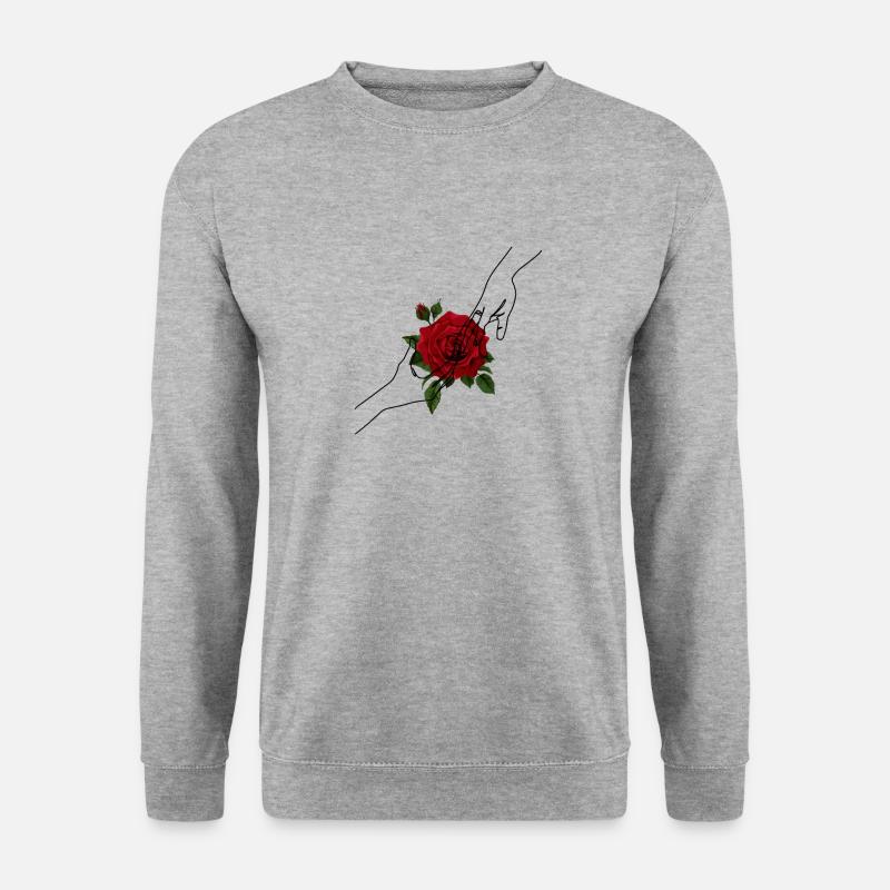 Rose Design - Unisex Pullover - Weißgrau meliert