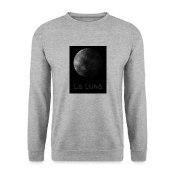 Mond, schwarzer Hintergrund - Unisex Pullover - Weißgrau meliert - Vorne - Alina (178cm) & Michal (187cm)