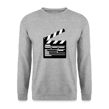 Filmklappe Regie führen Kino - Unisex Pullover - Weißgrau meliert - Vorne - Alina (178cm) & Michal (187cm)