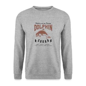 Dauphin Squad Nature Mignon Dauphin Wildlife - Sweat-shirt Unisexe - gris chiné - Devant - Alina (178cm) & Michal (187cm)