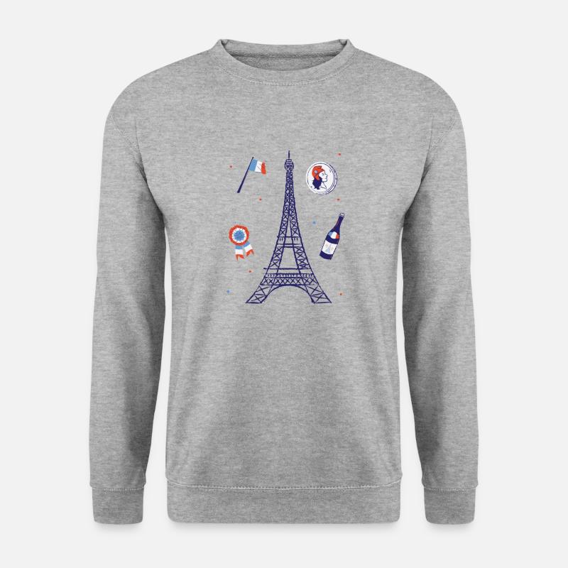 Frankreich - Unisex Pullover - Weißgrau meliert