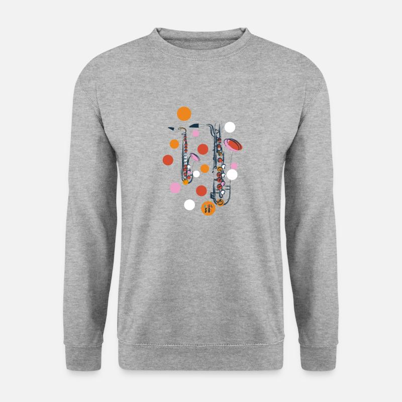 Saxophon - Unisex Pullover - Weißgrau meliert