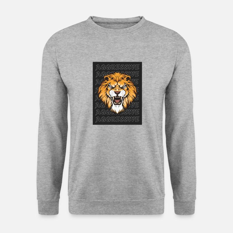 Aggressive Lion - Unisex Pullover - Weißgrau meliert