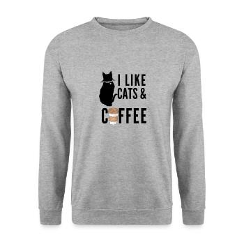 i like cats and coffee shirt cat lovers best gift - Unisex Sweatshirt - salt & pepper - Front - Alina (178cm) & Michal (187cm)
