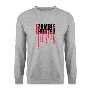 zombie hunter Halloween Quote - Unisex Sweatshirt - salt & pepper - Front - Alina (178cm) & Michal (187cm)