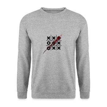 Tic Tac Toe - Unisex Pullover - Weißgrau meliert - Vorne - Alina (178cm) & Michal (187cm)