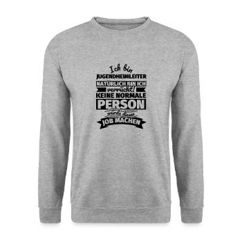 Jugendheimleiter Geschenke - Unisex Pullover - Weißgrau meliert - Vorne - Alina (178cm) & Michal (187cm)