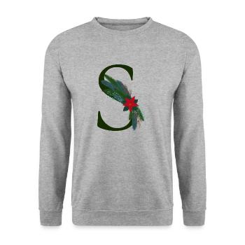 S – dekoratives Schriftzeichen – Weihnachten - Unisex Pullover - Weißgrau meliert - Vorne - Alina (178cm) & Michal (187cm)