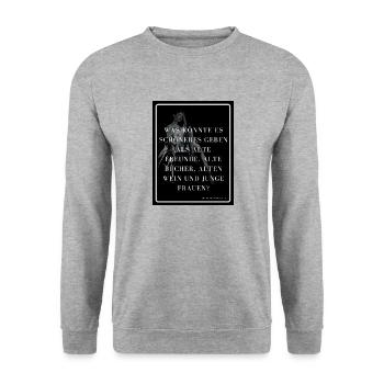 Freunde, Liebe und alter Wein - Unisex Pullover - Weißgrau meliert - Vorne - Alina (178cm) & Michal (187cm)