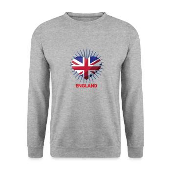 WM in Katar I Love England Fanartikel - Unisex Pullover - Weißgrau meliert - Vorne - Alina (178cm) & Michal (187cm)