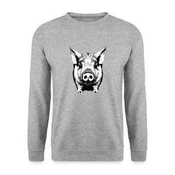 pig sweet pigs pigs animal animals 3 - Unisex Sweatshirt - salt & pepper - Front - Alina (178cm) & Michal (187cm)