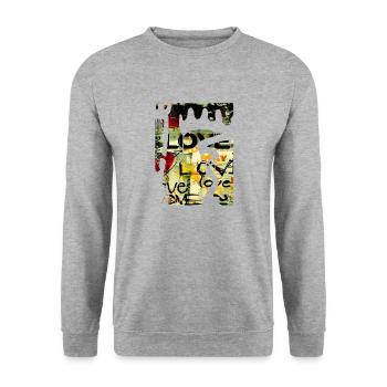 Graffiti-Stil Splash Hip Hop Farben Malerfarbe - Unisex Pullover - Weißgrau meliert - Vorne - Alina (178cm) & Michal (187cm)