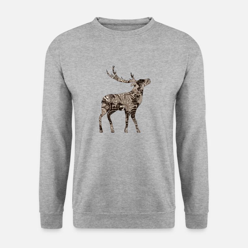 Hirsch - Unisex Pullover - Weißgrau meliert