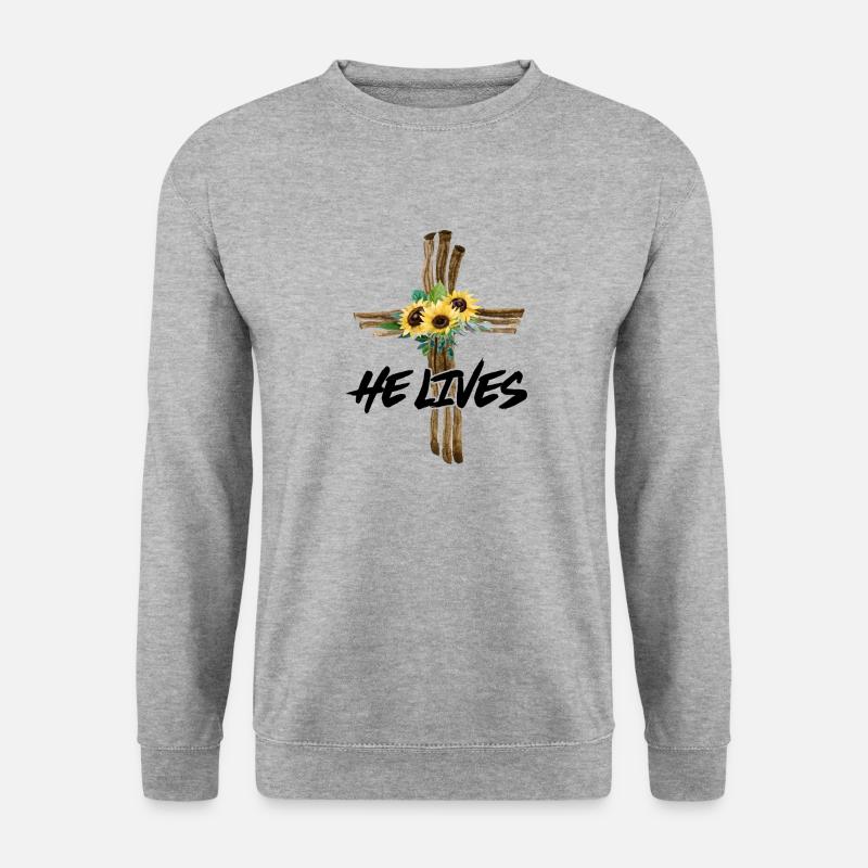 He Lives - Unisex Pullover - Weißgrau meliert