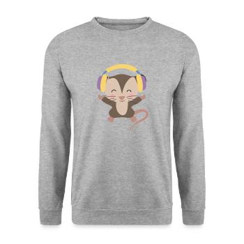 Casque pour musicien Opossum Listening Music Notes - Sweat-shirt Unisexe - gris chiné - Devant - Alina (178cm) & Michal (187cm)