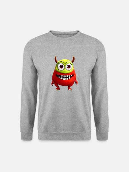Cute Funny Cartoon Monster #4 - Unisex Pullover - Weißgrau meliert