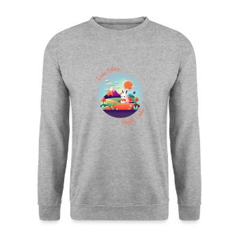 Frohe Ostern | Happy Easter | Illustration - Unisex Pullover - Weißgrau meliert - Vorne - Alina (178cm) & Michal (187cm)