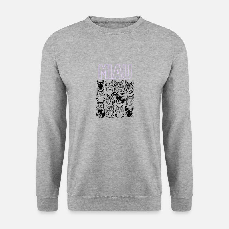 MIAU Katzen - Unisex Pullover - Weißgrau meliert