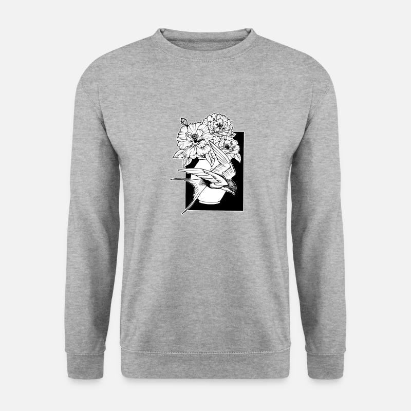 Schwalben Blumenstrauß 2 - Unisex Pullover - Weißgrau meliert