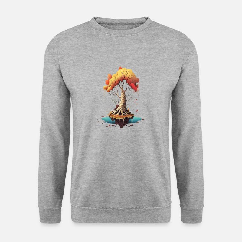 Solitärer Baum - Unisex Pullover - Weißgrau meliert