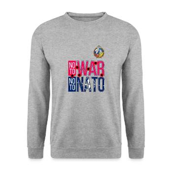 NO TO WAR NO TO NATO | WORLD MARCH FOR PEACE 2023 - Unisex Sweatshirt - salt & pepper - Front - Alina (178cm) & Michal (187cm)