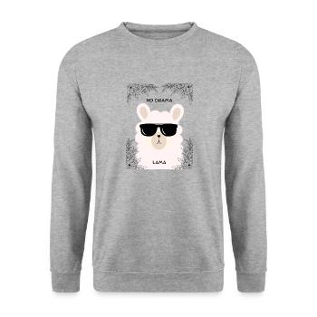 No Drama Lama - Unisex Pullover - Weißgrau meliert - Vorne - Alina (178cm) & Michal (187cm)