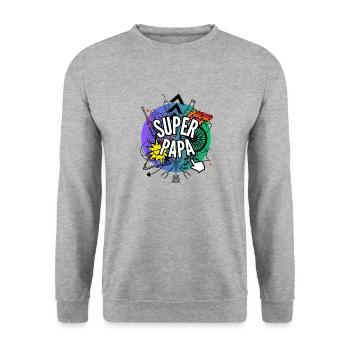 Superpapa - Sweat-shirt Unisexe - gris chiné - Devant - Alina (178cm) & Michal (187cm)