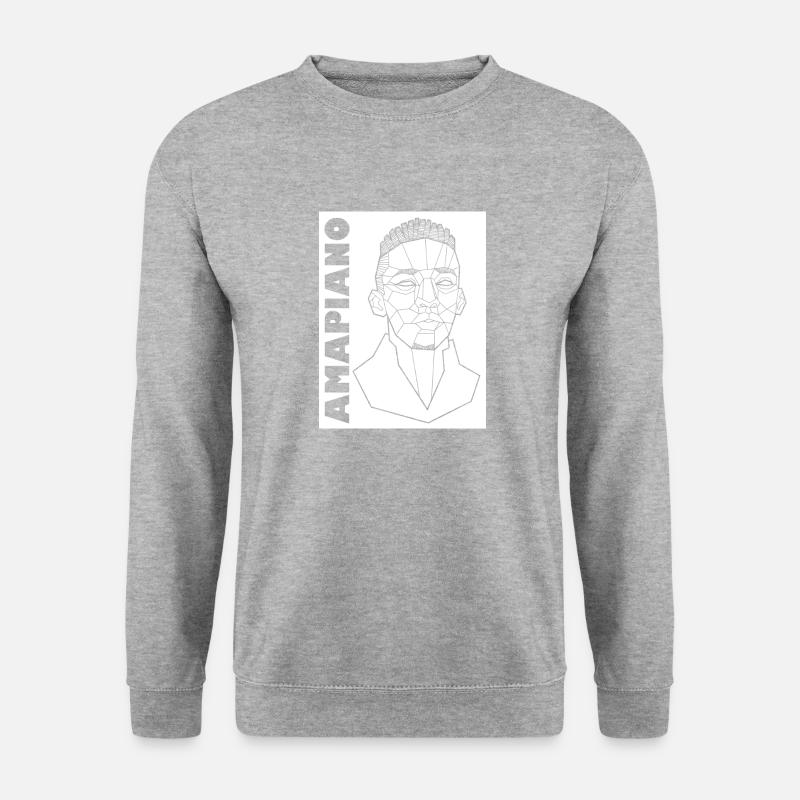 Geometrisches Amapiano-Mann-Porträt - Unisex Pullover - Weißgrau meliert