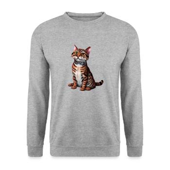Kätzchen Bengalkatze Katze Katzenbesitzer Kater - Unisex Pullover - Weißgrau meliert - Vorne - Alina (178cm) & Michal (187cm)