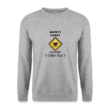 Sicherheit geht vor - Unisex Pullover - Weißgrau meliert - Vorne - Alina (178cm) & Michal (187cm)