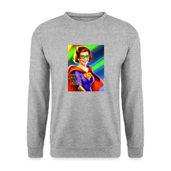 Super maman! - Sweat-shirt Unisexe - gris chiné - Devant - Alina (178cm) & Michal (187cm)