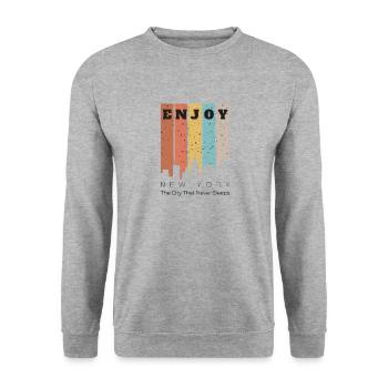 New York The City That Never Sleeps - Unisex Pullover - Weißgrau meliert - Vorne - Alina (178cm) & Michal (187cm)