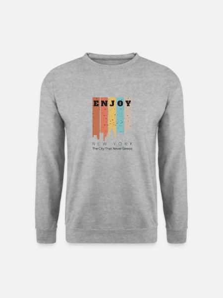 New York The City That Never Sleeps - Unisex Pullover - Weißgrau meliert