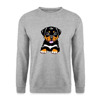 Chiot Rottweiler Chien Chiens Rottweiler Chiot - Sweat-shirt Unisexe - gris chiné - Devant - Alina (178cm) & Michal (187cm)