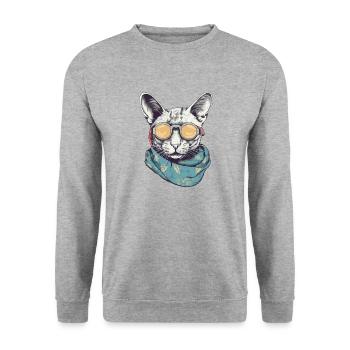 Cat yellow glasses - Unisex Sweatshirt - salt & pepper - Front - Alina (178cm) & Michal (187cm)