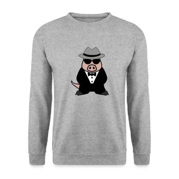 Gangster Pig Wild Boar Mafia Lunettes de soleil - Sweat-shirt Unisexe - gris chiné - Devant - Alina (178cm) & Michal (187cm)