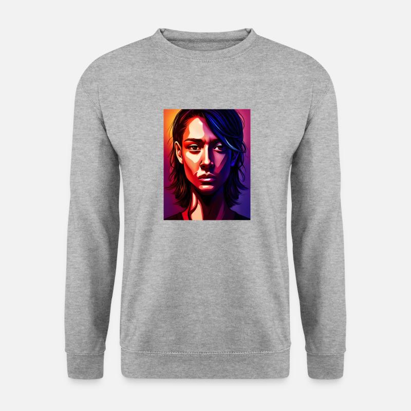 Porträt - Unisex Pullover - Weißgrau meliert