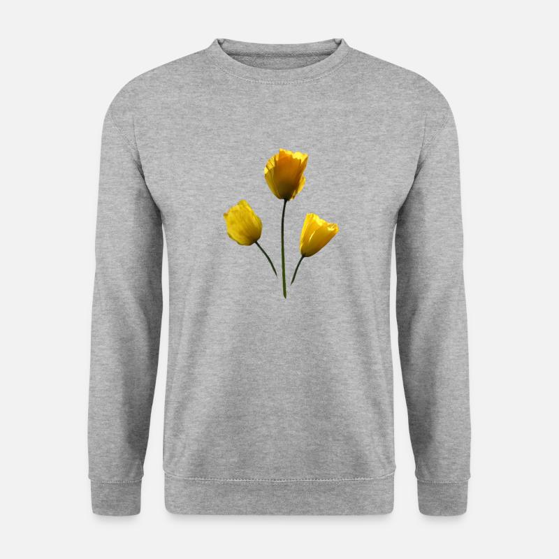 gelbe Mohnblumen gelber Mohn - Unisex Pullover - Weißgrau meliert