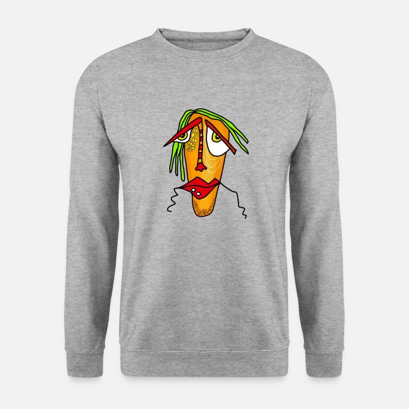 Comic Gesicht Art Portrait - Unisex Pullover - Weißgrau meliert