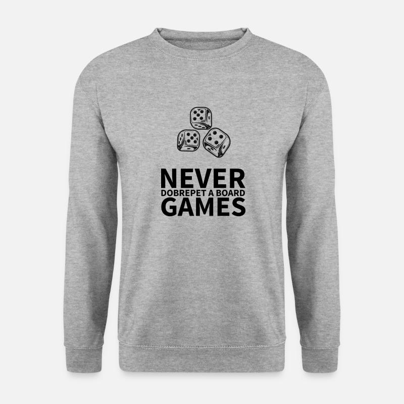 boardgame chess backgammon game night - Unisex Pullover - Weißgrau meliert