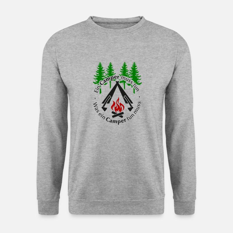 Ein Camper muss tun was ein Camper tun muss Spruch - Unisex Pullover - Weißgrau meliert