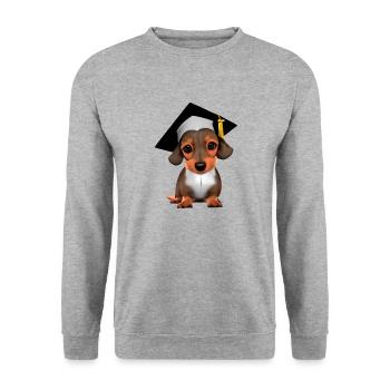 Baccalauréat Certificat de fin d’études pour chiens teckels - Sweat-shirt Unisexe - gris chiné - Devant - Alina (178cm) & Michal (187cm)