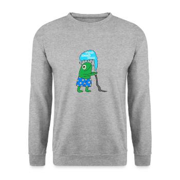 Der Sommerfrosch - Unisex Pullover - Weißgrau meliert - Vorne - Alina (178cm) & Michal (187cm)