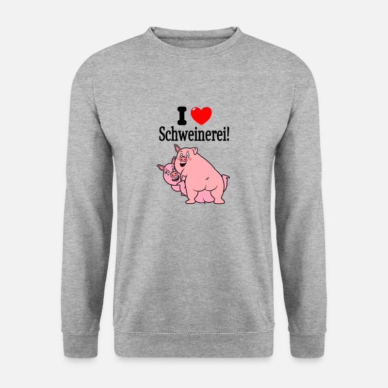 I ❤ Schweinerei! - Unisex Pullover - Weißgrau meliert