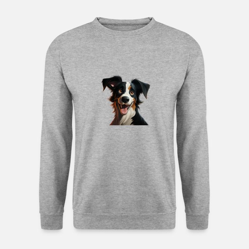 Border Collie Comic - Unisex Pullover - Weißgrau meliert