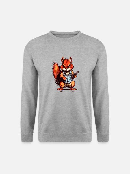 Eichhörnchen als bewaffneter Söldner - Unisex Pullover - Weißgrau meliert