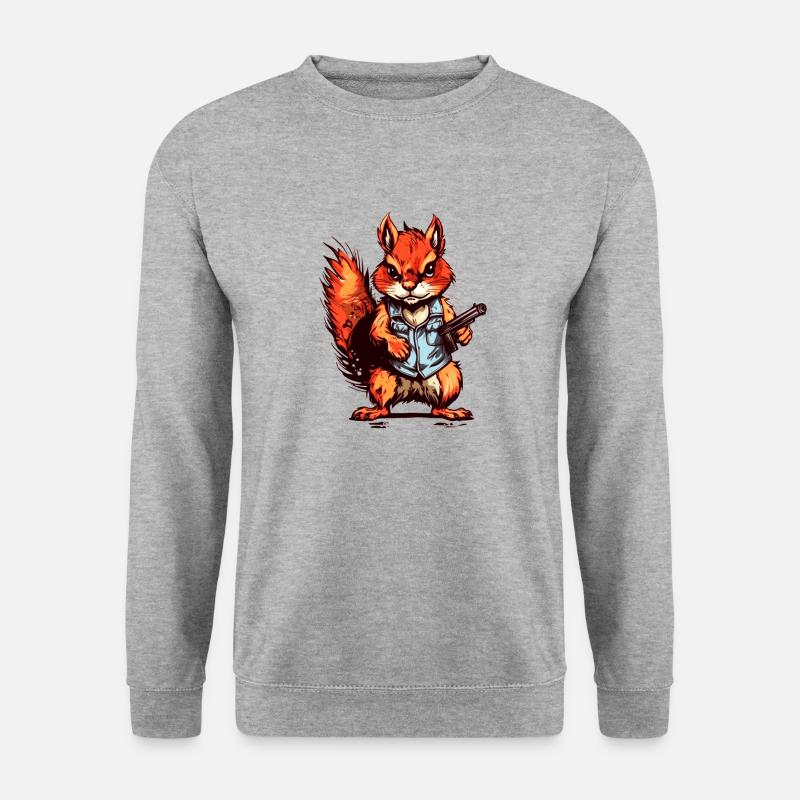 Eichhörnchen als bewaffneter Söldner - Unisex Pullover - Weißgrau meliert