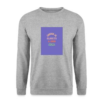 Kaffee ist immer eine gute Idee (Lila) - Unisex Pullover - Weißgrau meliert - Vorne - Alina (178cm) & Michal (187cm)