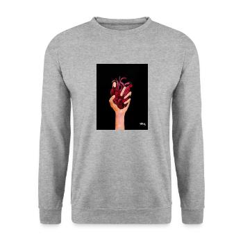 _dasKreatief_ - du hast es in der Hand - Unisex Pullover - Weißgrau meliert - Vorne - Alina (178cm) & Michal (187cm)