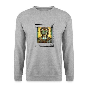 Steam Buddha - Unisex Pullover - Weißgrau meliert - Vorne - Alina (178cm) & Michal (187cm)